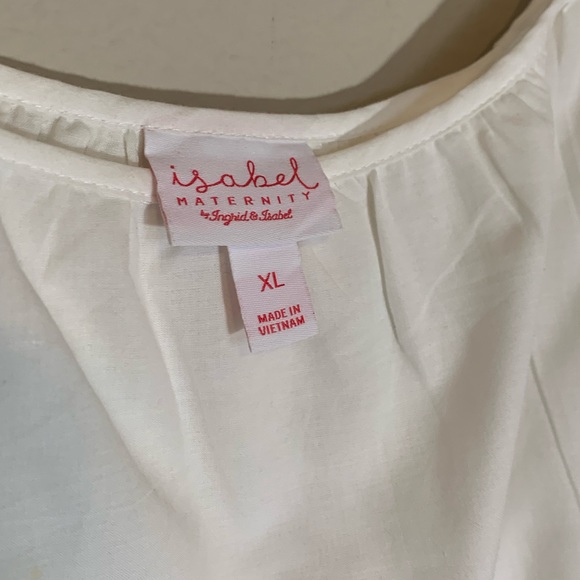 Isabel Maternity (Size XL) White Floral Embroidery, Lined, Bell Sleeve Dress - Picture 10 of 11